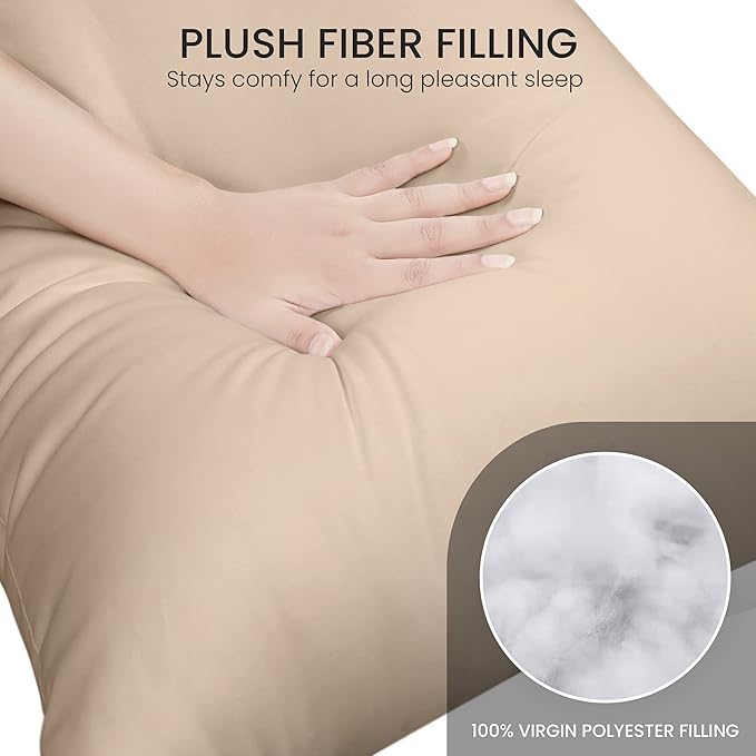 Utopia Bedding Full Body Pillow for Adults (Beige, 20 x 54 Inch), Long Pillow for Sleeping, Large Pillow Insert for Side Sleepers