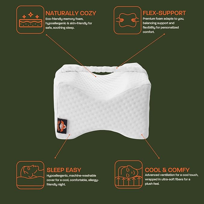 Knee Pillow for Side Sleepers – Memory Foam for Spinal Alignment & Pain Relief – Comfort Sleep Leg Cushion for Sciatica, Back, Hip Discomfort – with Knee Pillow Replacement Cover (Extra Firm)