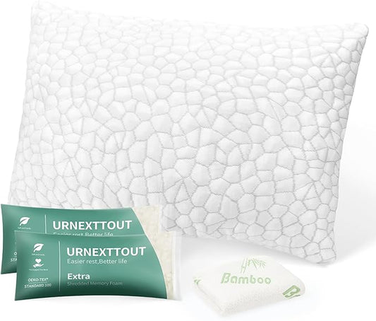 Memory Foam Pillows for Sleeping High Cooling Pillows Best Pillows for Sleeping Support Adjustable Bed Pillow Queen Pillows with 2 Extra Fill