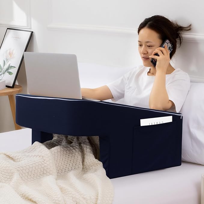 A Nice Night Lap Desk Rest Pillow for Adult,TV Trays Bed Pillow, Memory Foam Rest Pillow for Reading, Working, Playing Switch or Sitting in Bed Sofa Floor,Navy