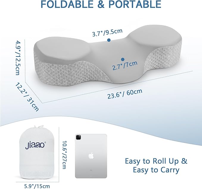 Cervical Pillow for Neck Pain Relief, 2024 Portable Memory Foam Pillow with Travel Bag, 3D Eye Masks and Earplugs, Washable Pillowcase, Side Sleeper Pillow for Adults Back Stomach Sleeper