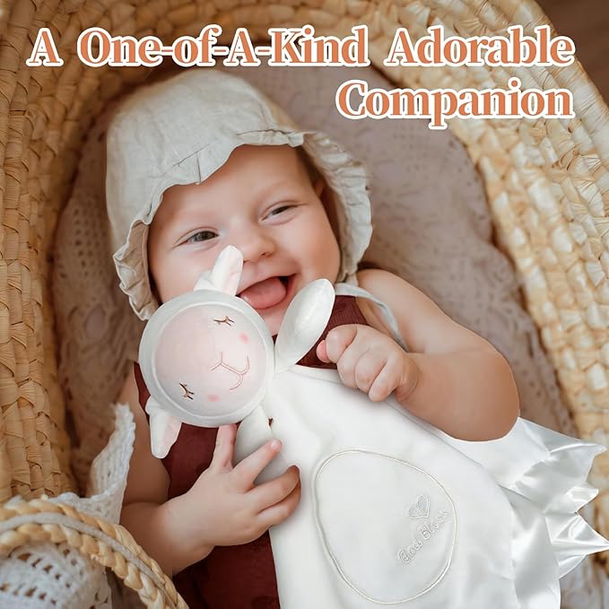 White Goat Baby Security Blanket Loveys for Babies Boys and Girls, 16" Soft Baby Lovey Blanket, Baby Snuggle Stuffed Animals Blankie, Baby Gifts for Infant and Toddler