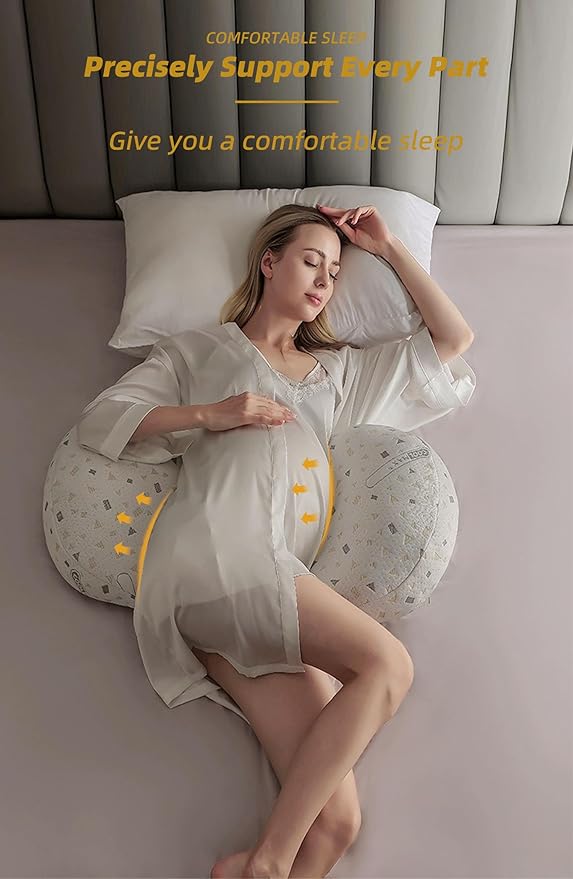 Pregnancy Pillows for Sleeping, Soft Pregnancy Pillow Side Sleeper with Detachable and Adjustable Pillow Cover, Maternity Body Pillow for Pregnancy Belly/Back Support