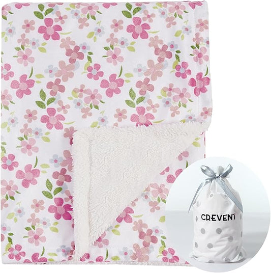 CREVENT 30''X40'' Cute Cozy Fluffy Warm Baby Blanket for Girls Boys Infants Toddlers' Bedding/Crib/Cot/Stroller, Baby Shower Birthday Newborn's Gift - Wildflower
