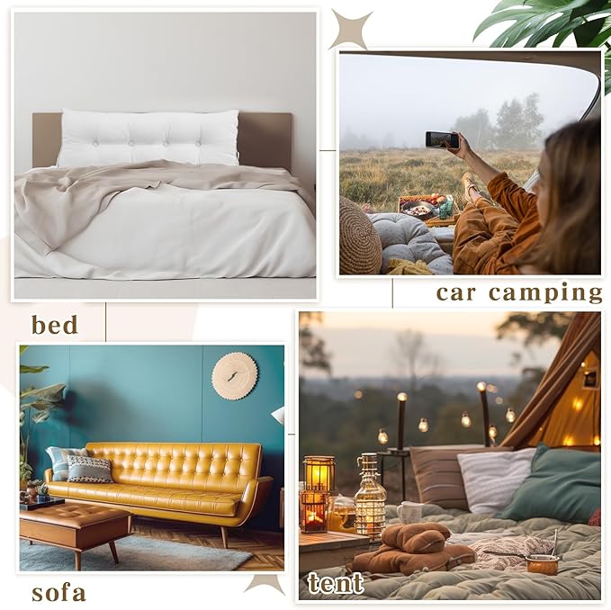 Wenqik Wedge Pillow Triangular Dorm Headboard Bed Rest Reading Backrest Back Support Long Bolster Pillow with Removable Cover for Dorm Room Supplies(White,Full (54 x 20 x 8 Inch))