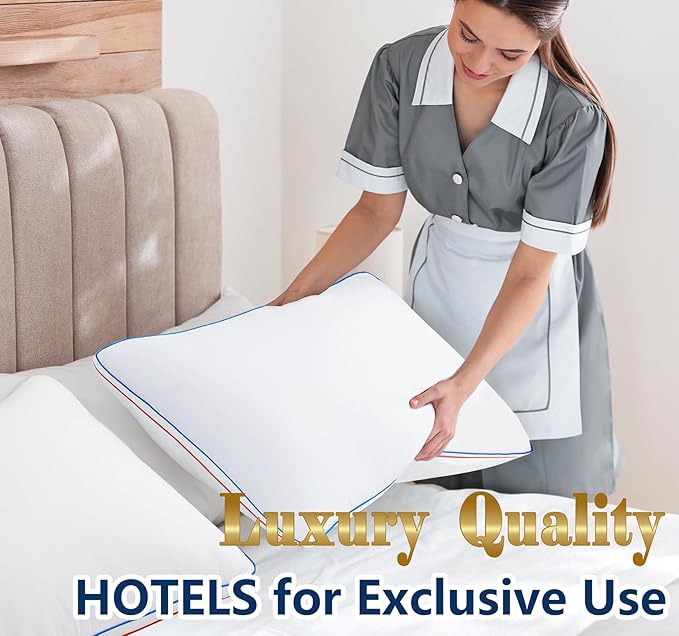 Pillows Standard Size Set of 2, Fluffy Bed Pillows for Sleeping, Standard Pillows 2 Pack with Hotel Quality, Firm and Supportive Down Alternative Pillow for Side and Back Sleeper, 20" x 26"