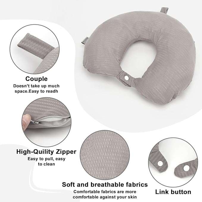 Travel Neck Pillow Cover Neck Pillow Replacement Cover Travel U Neck Pillow Case Cover Soft and Smooth Neck Pillow Cover Black (Only Pillow Cover, No Filler)