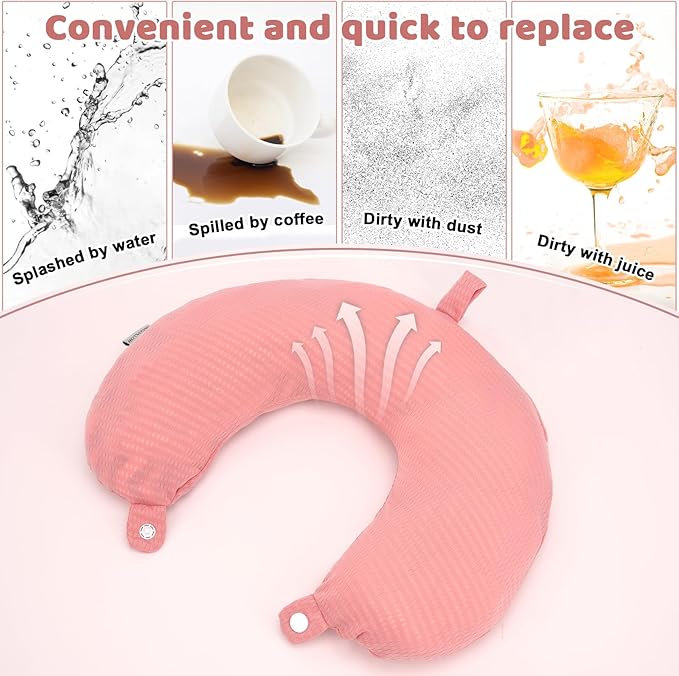 Travel Neck Pillow Cover Neck Pillow Replacement Cover Travel U Neck Pillow Case Cover Soft and Smooth Neck Pillow Cover Black (Only Pillow Cover, No Filler)