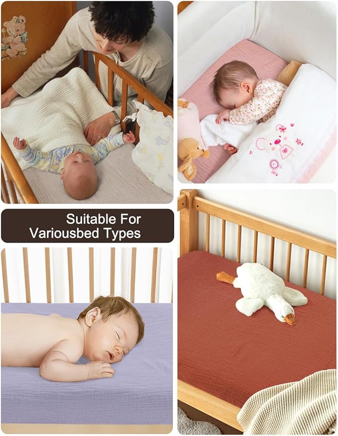 Purple Bassinet Mattress Sheets Girls, 32"x16" Muslin Bassinet Fitted Sheets for Rectangle, Oval, Hourglass Bassinet Mattress, Moses Basket Sheets (46B-02)