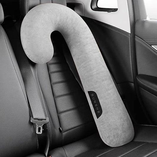 Travel Neck Body Pillow for Car Sleeping, Travel Gifts J Pillow Road Trip Essentials for Adults Kids, Neck&Spine Support Pillows for Comfortable Long Drives (Grey)