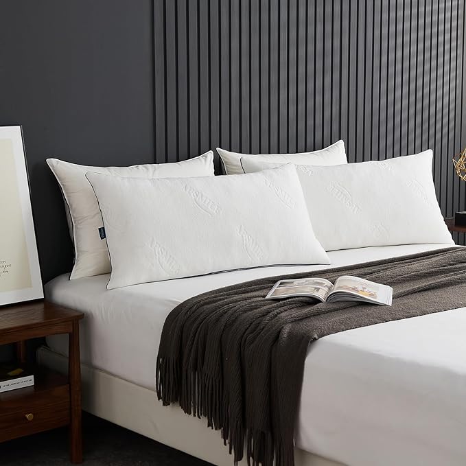 APSMILE Shredded Memory Foam Pillows Queen Size, Adjustable Luxury Cooling Pillows for Neck Pain, Hotel Firm Bed Pillows for Sleeping, Essentials for Side/Back Sleeper (White,18"x28")