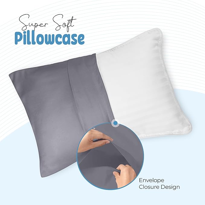 Utopia Bedding Toddler Pillow Cases - 2 Pack - Envelope Closure - Soft Brushed Microfiber Fabric - Shrinkage and Fade Resistant Pillow Covers 13 X 18 Inches (Toddler, Grey)