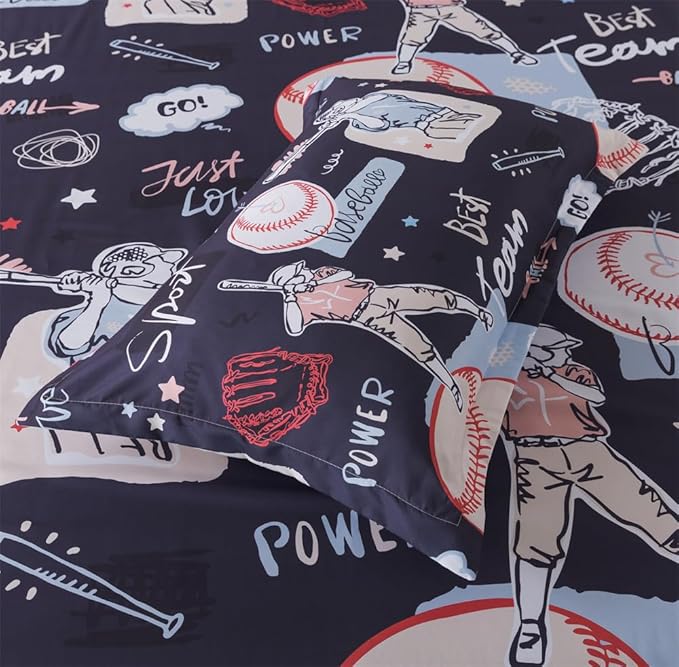 qjmiaofang Baseball Sheet Twin for Kids Sports Sheets Set 3Pieces Baseball Bed Sheet Set Sport Theme Bed Set Baseball Player Sheet Set Including 1 Flat Sheet 1 Fitted Sheet 1 Pillow Shams