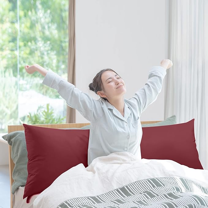 Utopia Bedding Full Body Pillow for Adults (Burgundy, 20 x 54 Inch, Pack of 06) Long Pillow for Sleeping, Large Pillow Insert for Side Sleepers