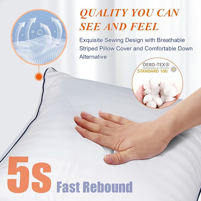 Decorative Throw Pillows Inserts 26x26 for Bed or Couch- Euro Size, Set of 2- Luxury Hotel Quality with Premium Soft & Supportive Down Alternative Filled