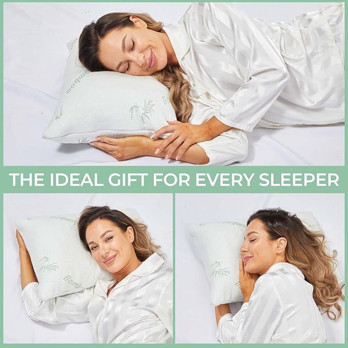 Suzile 6 Pack Shredded Memory Foam Pillows Standard Size Bulk 20 x 26 Inch Adjustable Hotel Bed Pillows Set for Neck and Shoulder Pain with Washable Cover for Side Back Stomach Sleepers