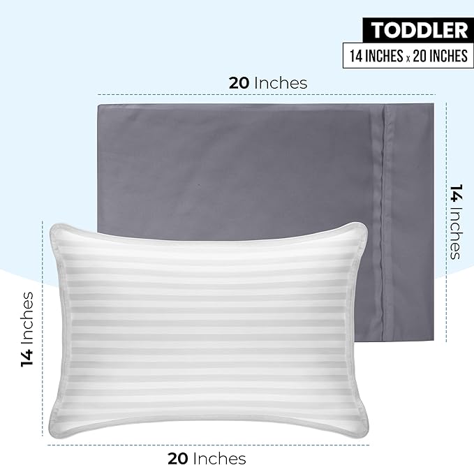 Utopia Bedding Toddler Pillow Cases - 2 Pack - Envelope Closure - Soft Brushed Microfiber Fabric - Shrinkage and Fade Resistant Pillow Covers 14 X 20 Inches (Toddler, Grey)