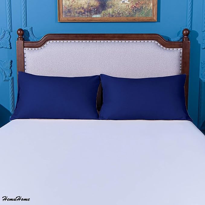 Toddler Pillowcase Set of 2 PC 600 TC 100% Egyptian Cotton Toodler 14x20 Inch Small Travel Pillow Case Envelope Closer Decorative Soft Cozy Travel Kids Nursery Preschool Pillow Cases, Navy Blue