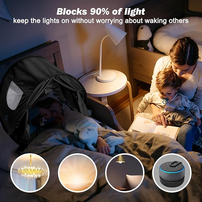 Blackout Bed Tent, Brings Comfortable Sleep Experience, Indoor Privacy Pop Bed Tent, for Personal Light Sleeper in Shared Spaces, Daily & Traveling