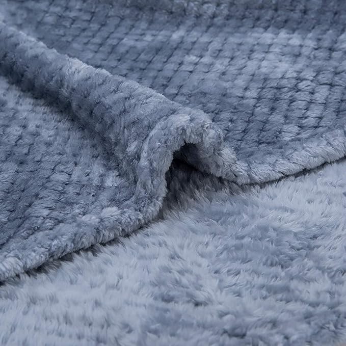 Fuzzy Throw Blanket, Plush Fleece Blankets for Adults, Toddler, Boys and Girls, Warm Soft Blankets and Throws for Bed, Couch, Sofa, Travel and Outdoor, Camping (40Wx60L, M-Smoked Blue)