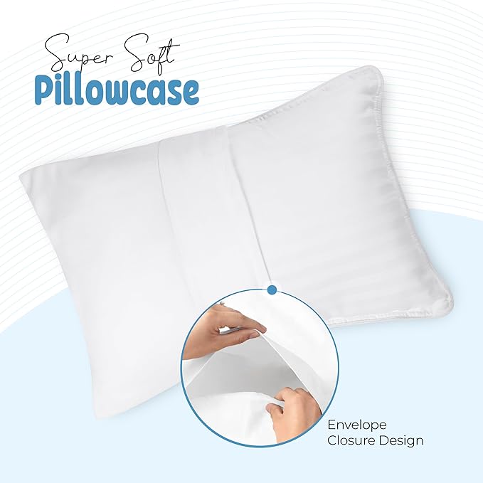 Utopia Bedding Toddler Pillow Cases - 2 Pack - Envelope Closure - Soft Brushed Microfiber Fabric - Shrinkage and Fade Resistant Pillow Covers 14 X 20 Inches (Toddler, White)