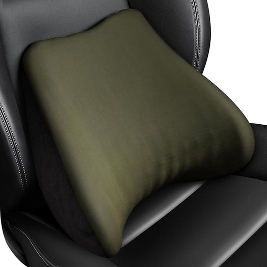 Soft Lumbar Support Pillow for Driving Seat 100% Memory Foam Lumbar Pillow for Lower Back Pain Relief, Lumbar Support Cushion for Car Seat, Office Chair - Army Green