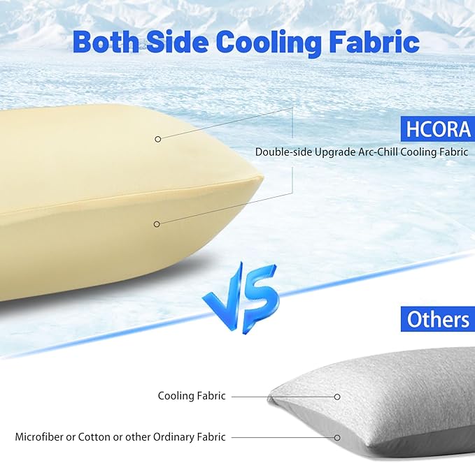 Cooling Pillow Cases for Hot Sleepers - Double Side Arc-Chill Q-Max>0.5 Cooling Fiber Cool Pillow Cases 2 Pack - Breathable Soft Cold Pillow Cases with Hidden Zipper (Cream, 20" x 30")