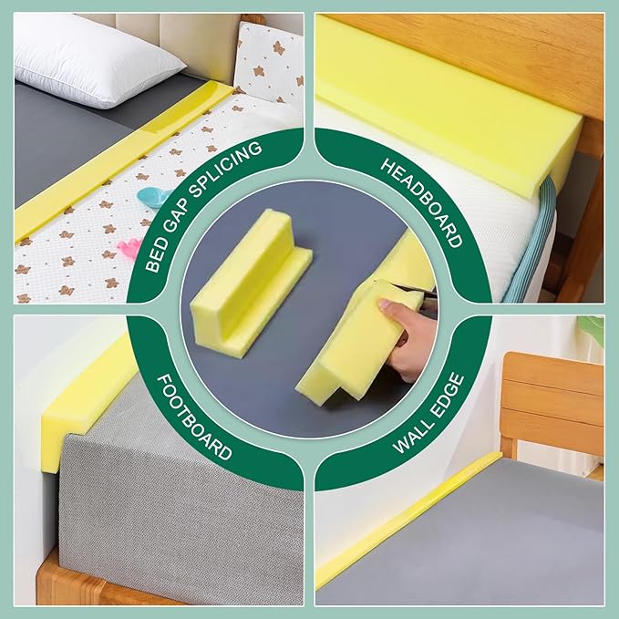 Bed Filler for Headboard, Suitable for Gap 5.4-6.4" of King Queen Twin Bed, 78.7'' Long Wedge Sleeping Pillow, Foam Bed Mattress Gap Filler