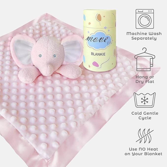 Pink Elephant Baby Security Blanket Loveys for Babies Girls, 16" Soft Baby Lovey Blanket, Baby Snuggle Stuffed Animals Blankie, Baby Girls Gifts for Infant and Toddler