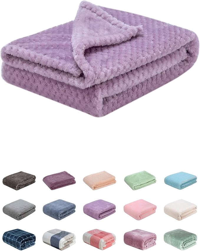 Fuzzy Blanket or Fluffy Blanket for Baby, Soft Warm Cozy Coral Fleece Toddler, Infant or Newborn Receiving Blanket for Crib, Stroller, Travel, Decorative (28Wx40L, XS-Lavender)