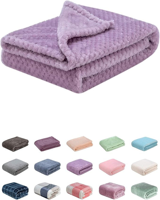 Fuzzy Blanket or Fluffy Blanket for Baby, Soft Warm Cozy Coral Fleece Toddler, Infant or Newborn Receiving Blanket for Crib, Stroller, Travel, Decorative (28Wx40L, XS-Lavender)