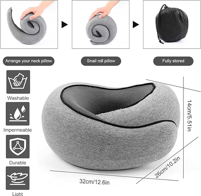 Travel Neck Pillows for Airplanes 2024 New Travel Pillow Neck Travel Pillow Memory Foam Airplane Pillow Soft Airplane Neck Pillow(Light Gray)