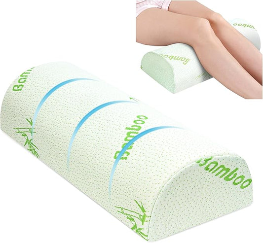 Knee Pillow for Side Sleepers Memory Foam Leg Pillows for Sleeping Yoga Bed Half Moon Bolster Pillow for Neck Pain Relief with Pillowcase 20.5x8x4.5 Inches(Air Layer Green, Standard Size)