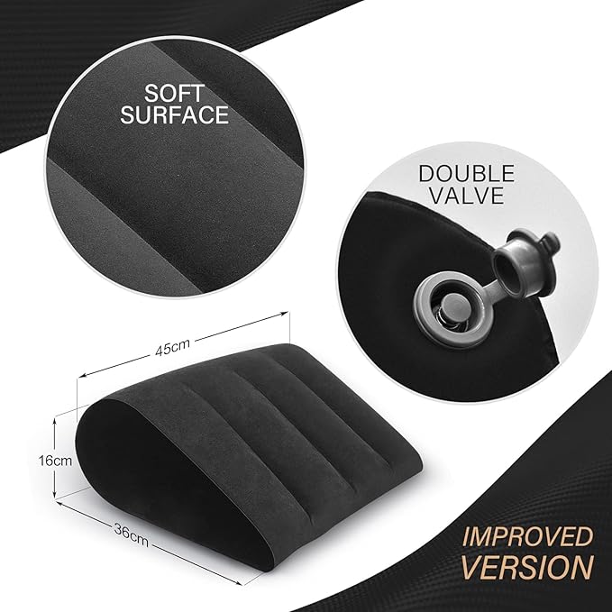Prosixtoy Wedge Leg Elevation Pillow-Neck Pillows for Pain Relief Deep Sleep Bed Cushion Body Pillow-Knee Pillow Lumbar Support Pillow for Back Sleeper,Fast Inflating Deflation(Black)