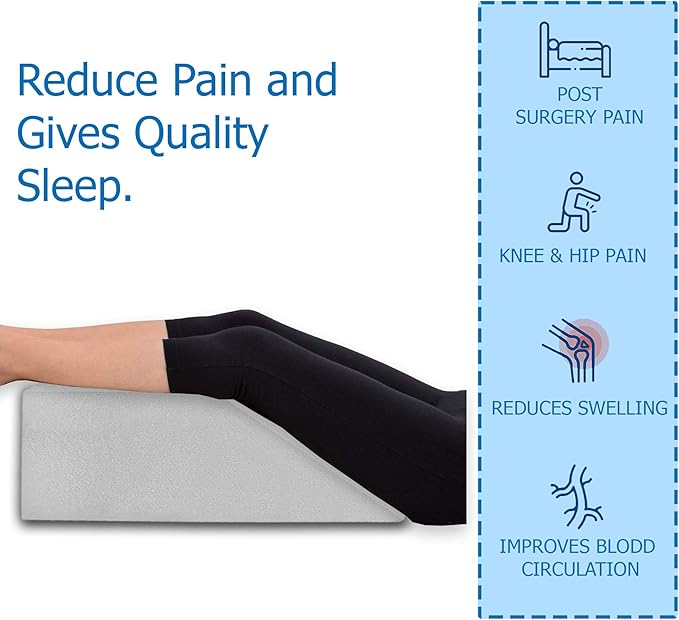 Mattress Solution 21-Inch Leg Pillow Foam Top, Relieves and Recovers Foot and Ankle Injury, Hip and Knee Pain, Multi-Purpose, Legs and Back Support, Increases Blood Flow, Promotes Breathing, White