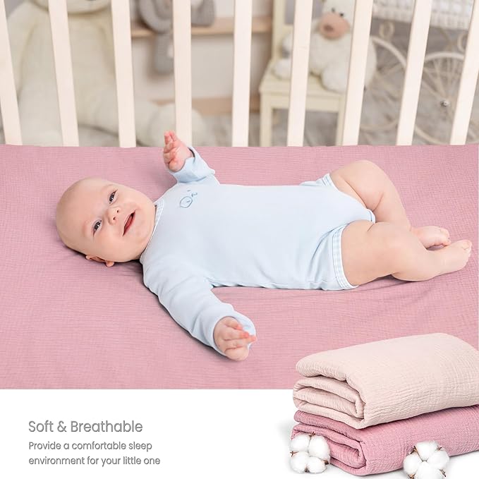 Lulu moon Muslin Crib Sheets - Fitted Crib Mattress Sheets for Boys and Girl - 28"x 52", 2 Pack