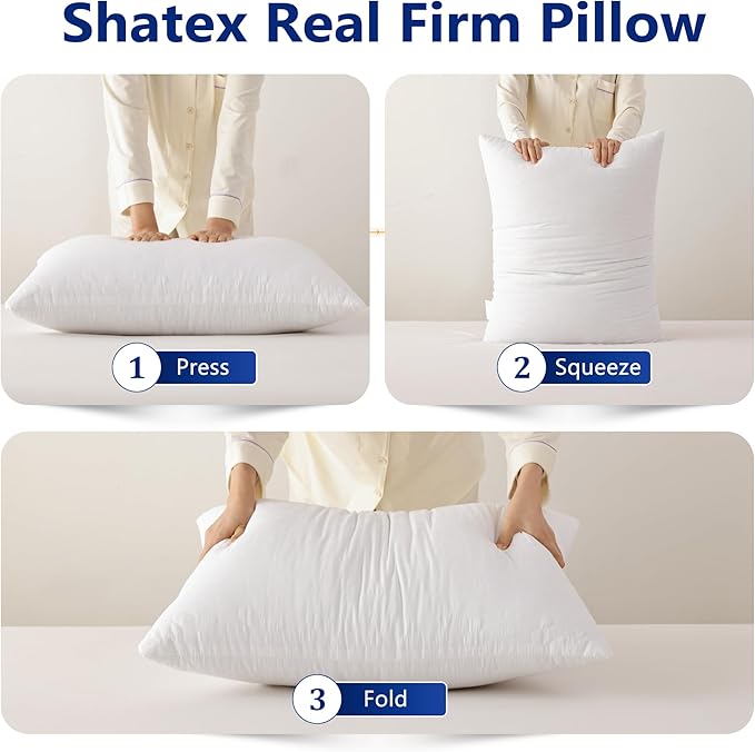 Shatex Firm Pillow, Standard Bed Pillow 26 x 20inch, Adjustable Pillow for Neck Pain Relief，Back Pillow Provide Strong Support for Stomach & Side Sleepers