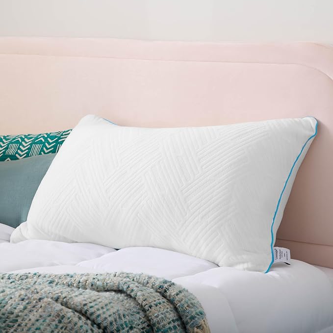 LINENSPA Shredded Gel Memory Foam Pillow – Cooling Bed Pillow – Side, Stomach, and Back Sleepers – Queen