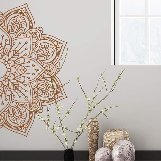 Geometric Brown Wall Stickers - Set of 4 Sheets, 25x35cm, Easy to Apply Wall Decor