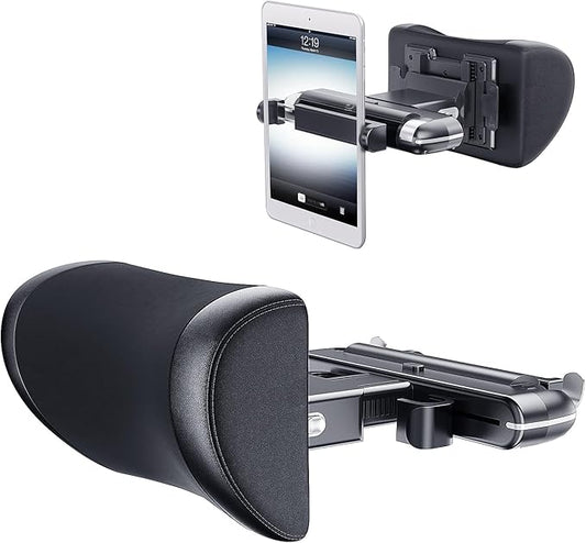 OQTIQ Adjustable Car Headrest Pillow, Fit for Different Heights, Memory Foam Car Neck Pillow for Driving, Comfortable Ergonomic Design Road Trip Essentials Car Pillow with Tablet Holder and Hook