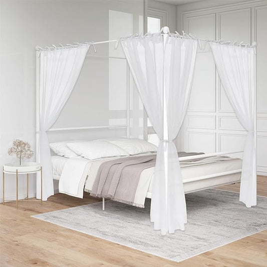 KGORGE Canopy Bed Sheer Curtains for Queen/King/Twin/Full Size, 8 Panels for Girls Boys Adults Bed, Home Bedroom Decor (White, 45 inch Width X 78 inch Length)