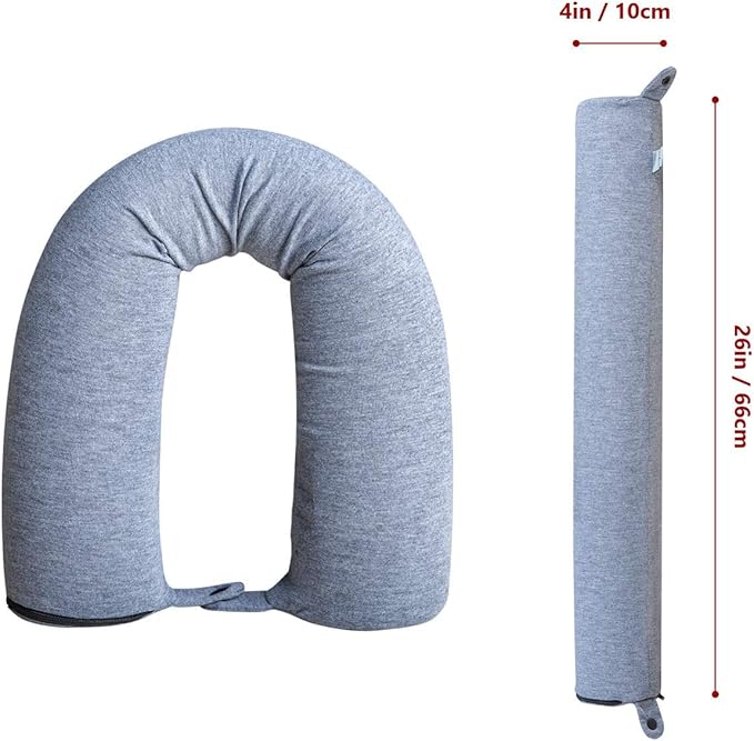 Twist Memory Foam Pillow, Adjustable, Bendable Roll Pillow, Travel Pillow on Airplanes, Bus and Train, Great for Neck, Chin, Lumbar and Leg Support, 1 Pack, Grey