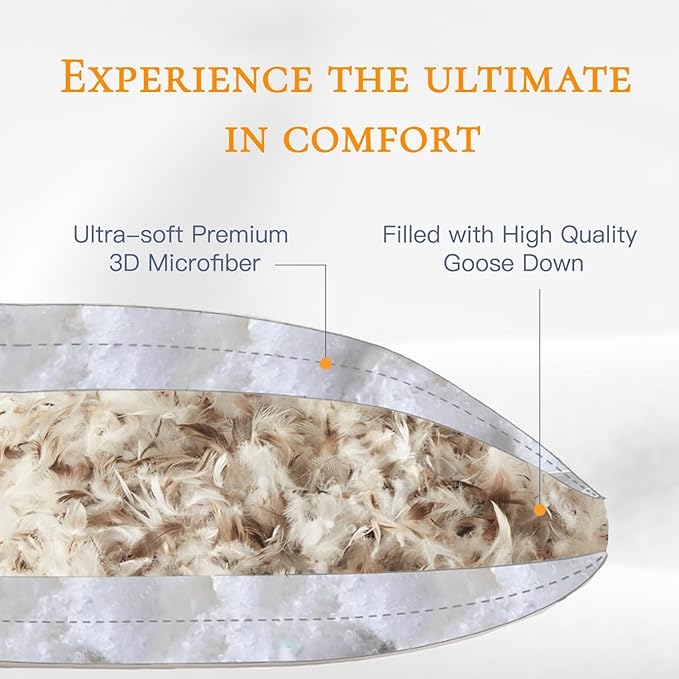 BedTreat Goose Down Feather Pillows Standard Size Set of 2, Luxury Soft Hotel Quality Pillows for Sleeping, Organic Cotton Cover Bed Pillows