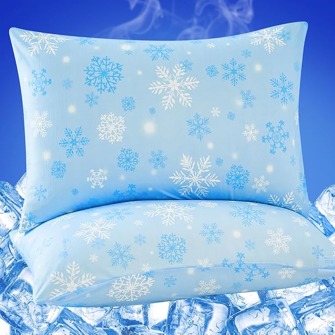 Cooling Pillow Cases for Hot Sleepers - Double Side Arc-Chill Q-Max>0.5 Cooling Fiber Cool Pillow Cases 2 Pack - Breathable Soft Cold Pillow Cases with Hidden Zipper (20" x 26")