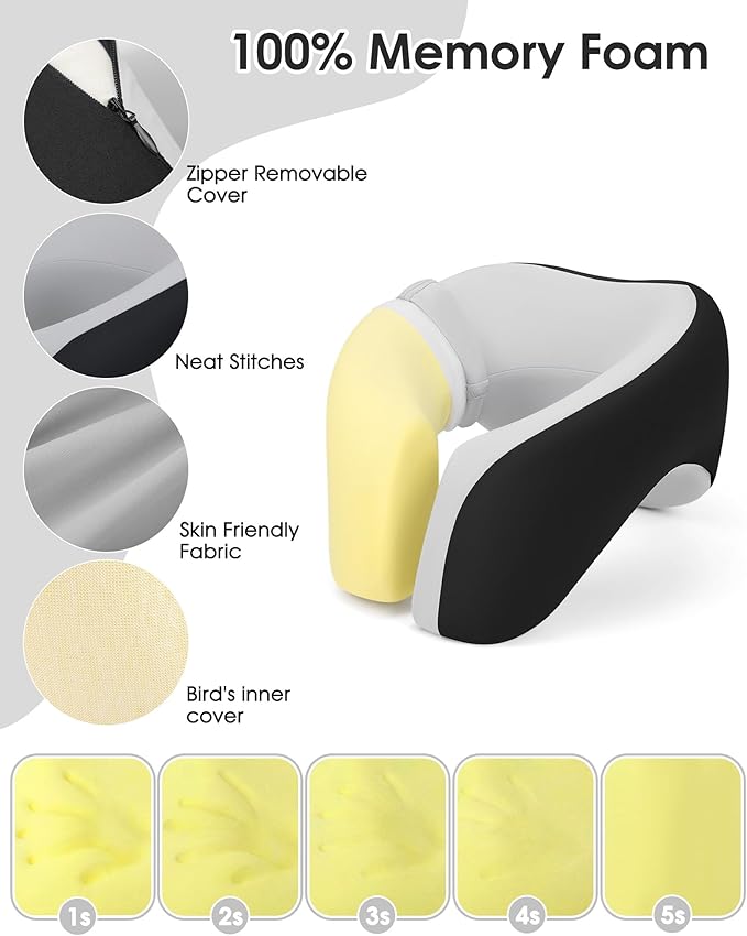 Travel Pillows for Airplanes, U-Shape Neck & Head Support Pillow for Long Flight Essentials, Earplugs and Storage Bag, Pain Relief Sleeping Neck Support Pillows for Airplane, Train, and Car