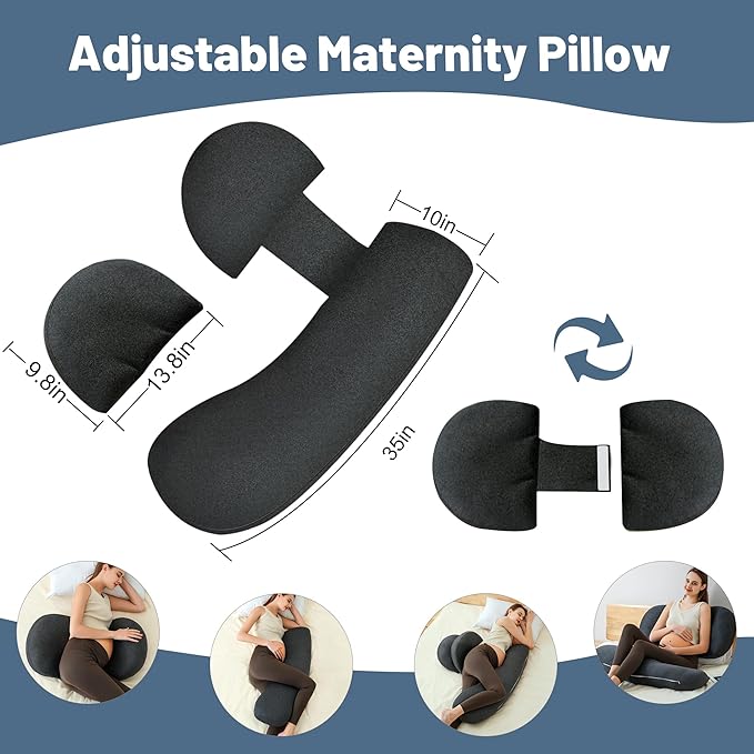 Pregnancy Pillow - Maternity Pillow for Pregnant Women, Pregnancy Body Pillow with Adjustable and Removable Cooling Cover, Support for Back, Legs, and Belly of Pregnant Women