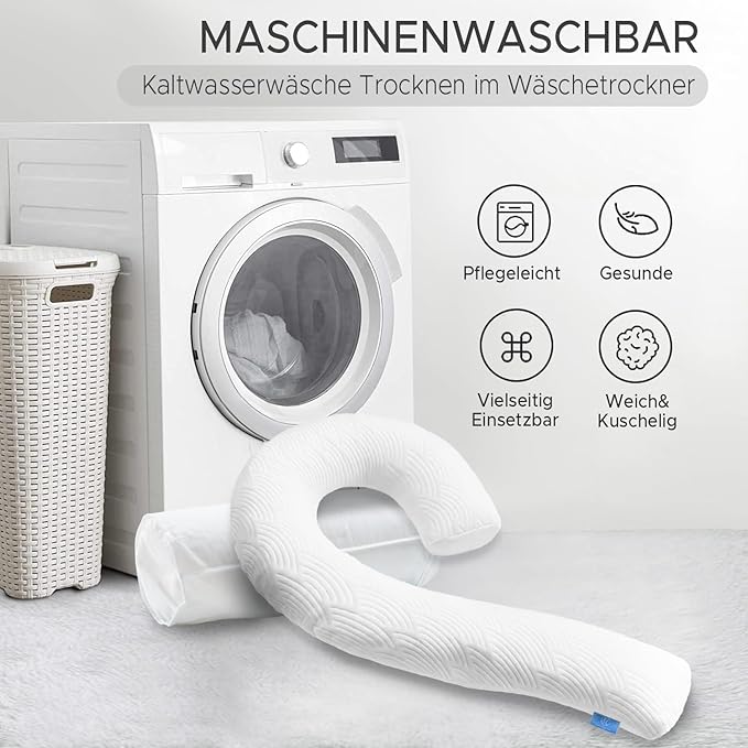 Body Pillow for Adults - Soft Long Bed Pillows Insert for Sleeping - Shredded Memory Foam & Removable Washable Cover - Swan Shaped Side Sleeper Pregnancy Pillow 49 Inch (White)