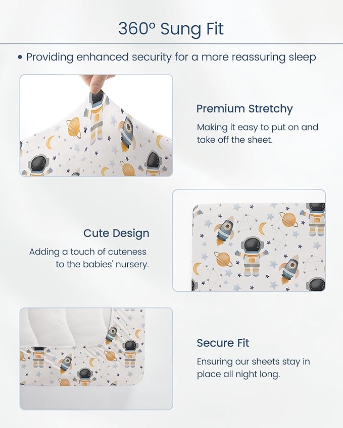 Premium Fitted Baby Boy Crib Sheets for Standard Crib Mattress - Ultra-Soft Jersey Knit Crib Mattress Sheet, Safe and Snug, Durable, Stylish Crib Sheet, 28''x52''x9'' Extra Deep Pocket