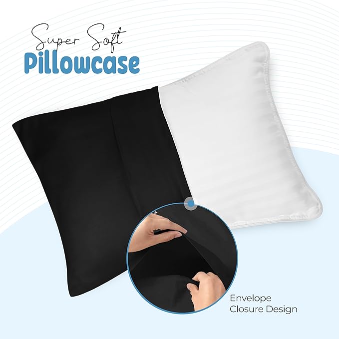 Utopia Bedding Toddler Pillow Cases - 2 Pack - Envelope Closure - Soft Brushed Microfiber Fabric - Shrinkage and Fade Resistant Pillow Covers 13 X 18 Inches (Toddler, Black)