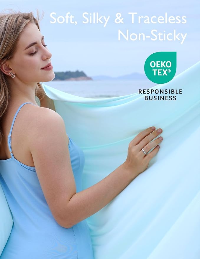 Momcozy Life CoolMurm Cooling Comforter for Hot Sleepers, King/Cali King 106"x90" Pregnancy Cooling Blanket, All-Season Lightweight Soft Breathable Cooling Quilt Duvet, Cool All Night, Deep Light Blue